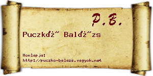 Puczkó Balázs névjegykártya